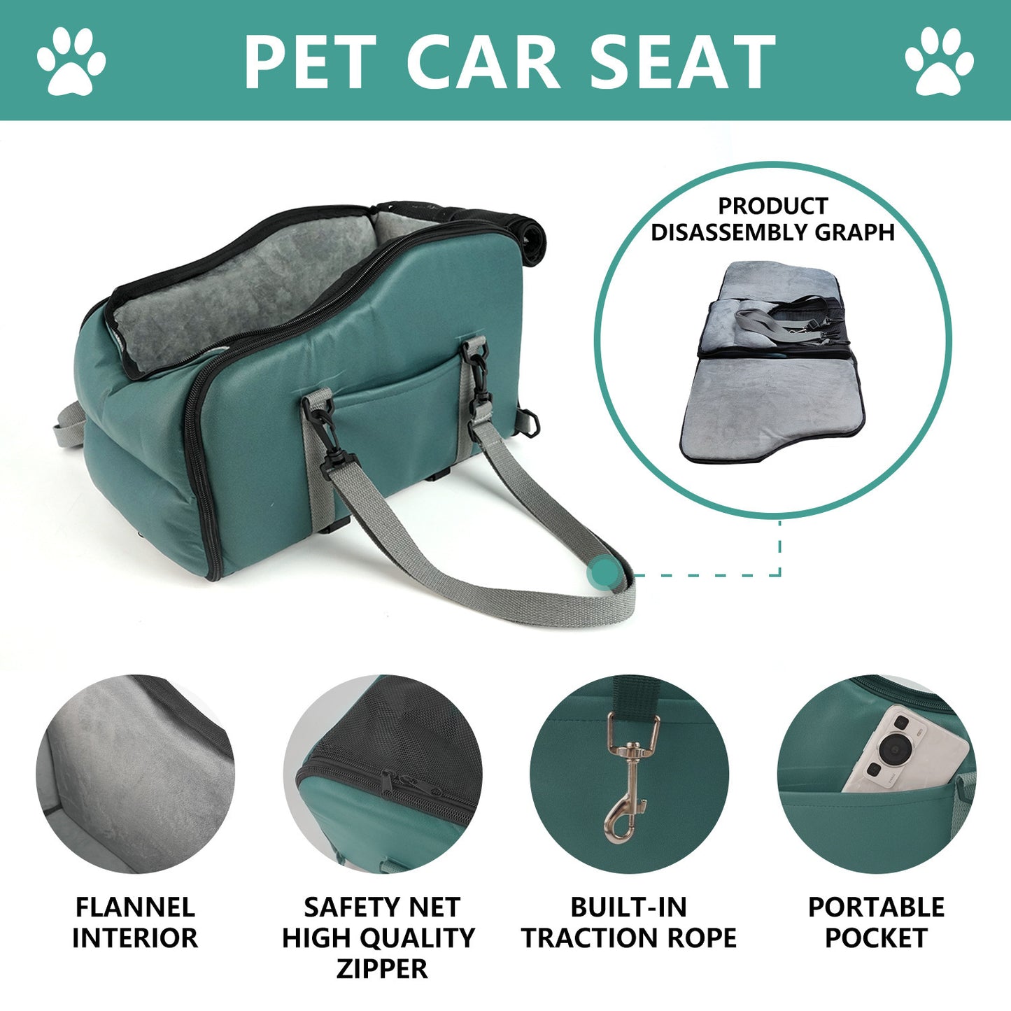 Removable And Washable Portable Car Kennel